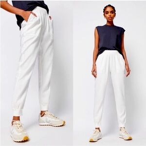 Faherty Arlie Linen High Rise Pull-On Jogger Pants Stretchy Waist White SZ XS